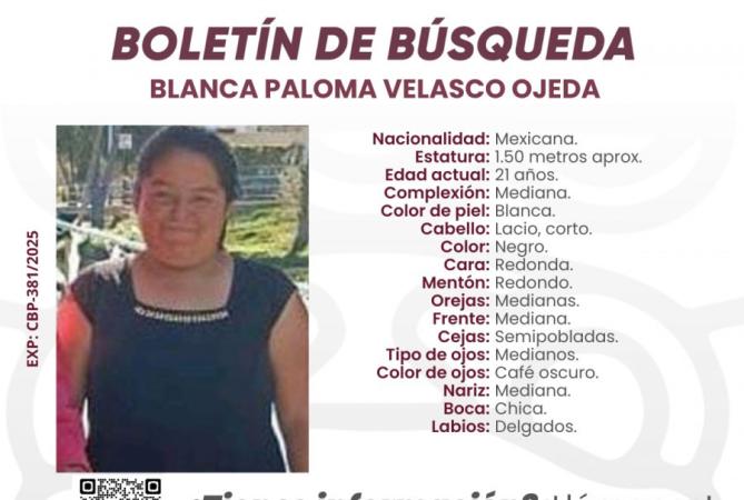 Buscan a Blanca Velasco, desaparecida en Coronango