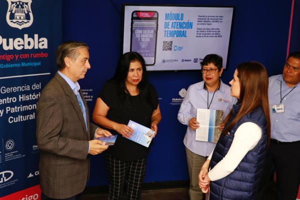 Ayuntamiento de Puebla e INAH inician programa de regulación de anuncios y toldos