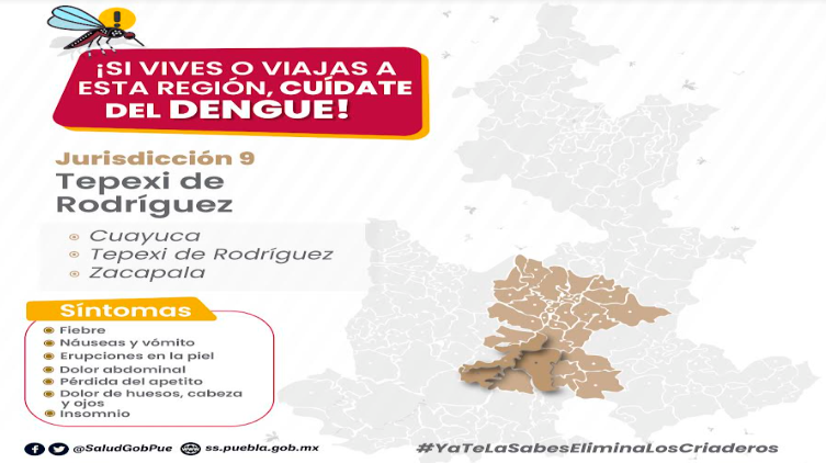 Descarta Salud defunciones por dengue en el estado de Puebla