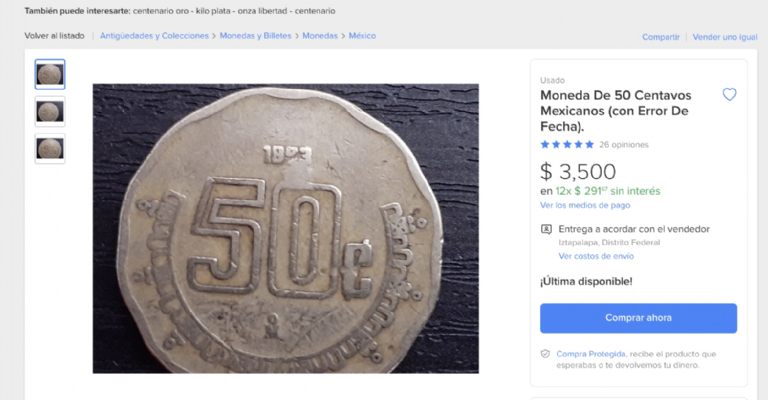 Hasta 3 mil pesos te podrían pagar por una moneda de 50 centavos