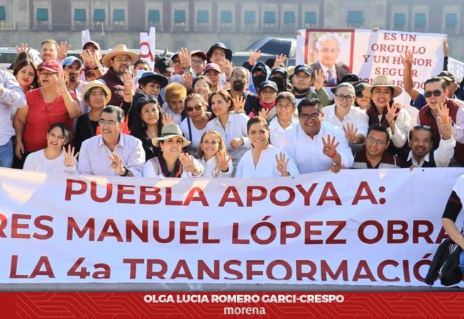 Con Barbosa a la cabeza, morenistas y aspirantes marchan en apoyo a la 4T