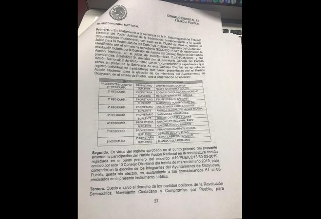 PAN rompe candidatura con PRD, MC y CPP en Ocoyucan