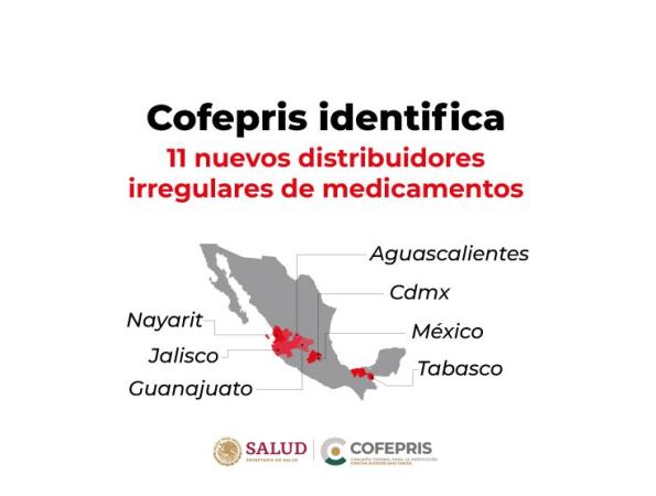 Cofepris identifica 11 nuevos distribuidores irregulares de medicamentos