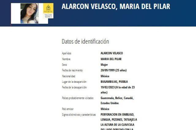María del Pilar, desaparecida en Puebla, es buscada con ayuda de INTERPOL