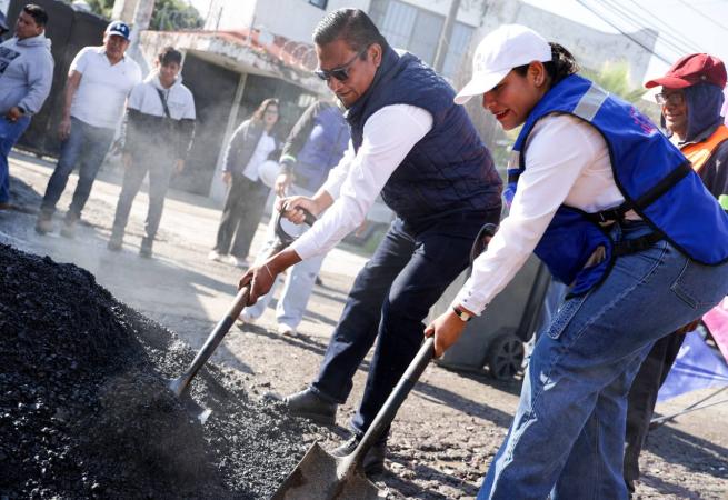 Lupita Cuautle encabeza jornada de mantenimiento urbano en San Andrés Cholula