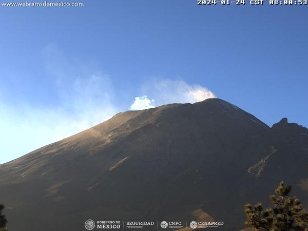 Popocatépetl registra 8 exhalaciones y 217 minutos de tremor