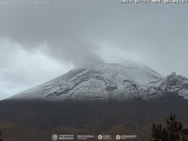 Popocatépetl casi inactivo; solo reporta 7 exhalaciones en 24 horas