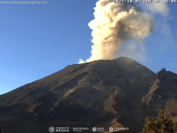 Popocatépetl registra 143 exhalaciones en 24 horas