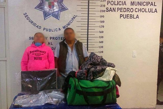 Detiene policía de San Pedro Cholula a pareja por robo
