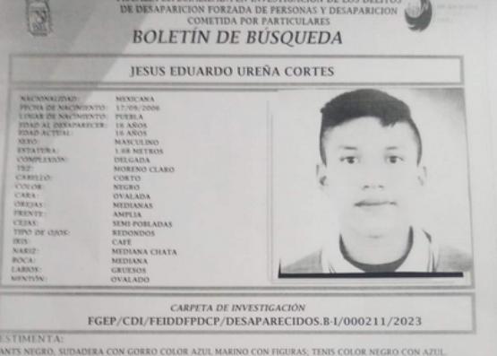 Jesús de 16 años se extravió en la colonia 2 de Marzo