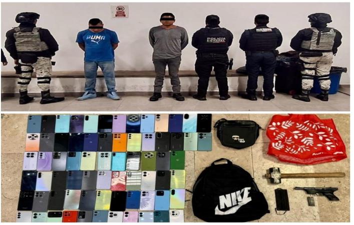 Los detienen por robo de 70 celulares en tienda departamental de la 11 sur