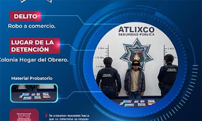Caen dos en Atlixco por robo a comercio y quebrantar sellos de la Fiscalía en Atlixco