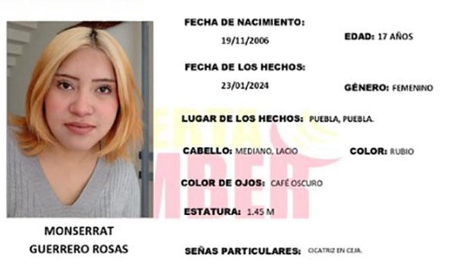Activan Alerta Amber por Monserrat; desapareció en Puebla capital