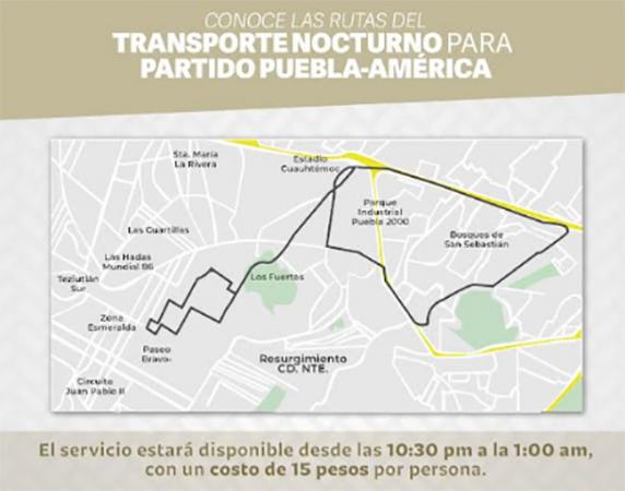 Dispone SMT autobuses para asistentes al partido Puebla-América