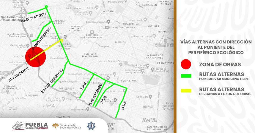 SSP vigilará zona de obras en la Vía Atlixcáyotl