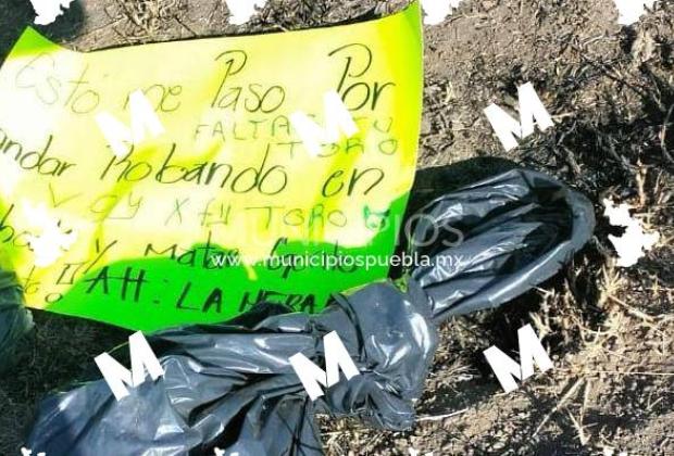 Decapitado y con narcomensaje dejan cadáver en Teotlalcingo