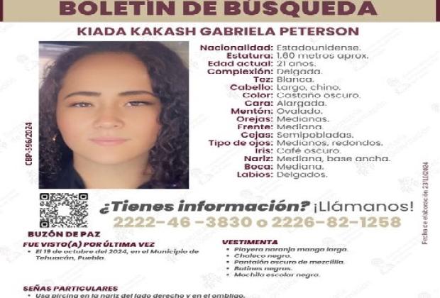 Desaparece mujer estadounidense de Puebla a Tehuacán