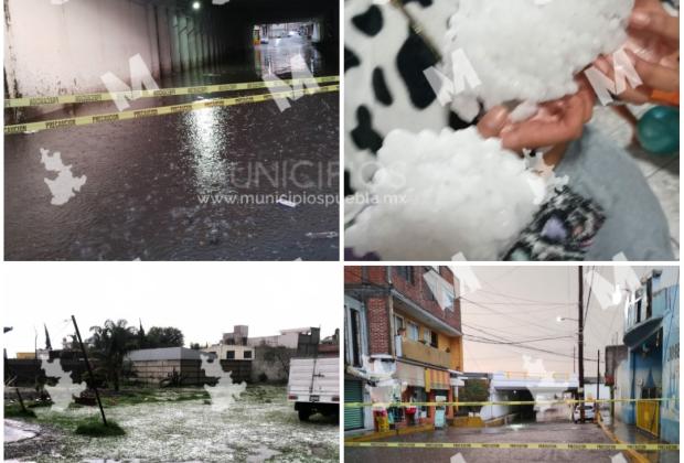 VIDEO Granizada dejó puentes inundados y daños a cultivos en la región de Texmelucan