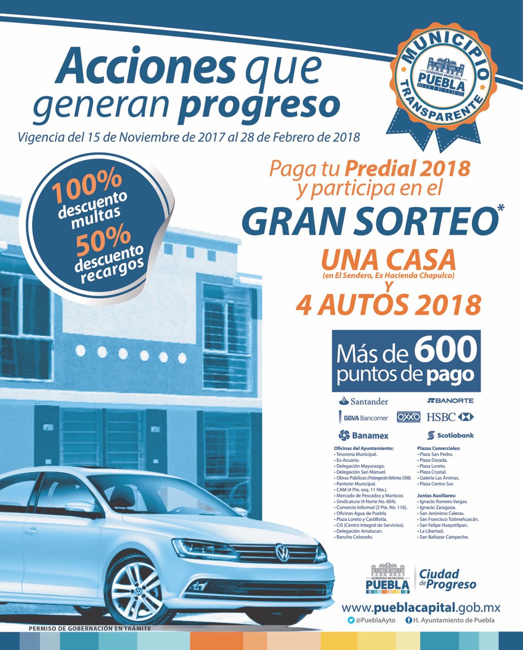 Arranca Pago de Predial Anticipado 2018 en municipio de Puebla