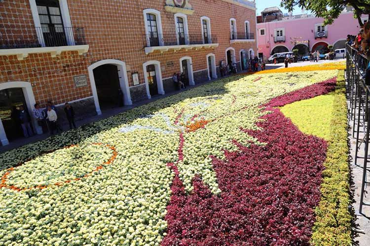 Inauguran en Atlixco tapete monumental de muertos