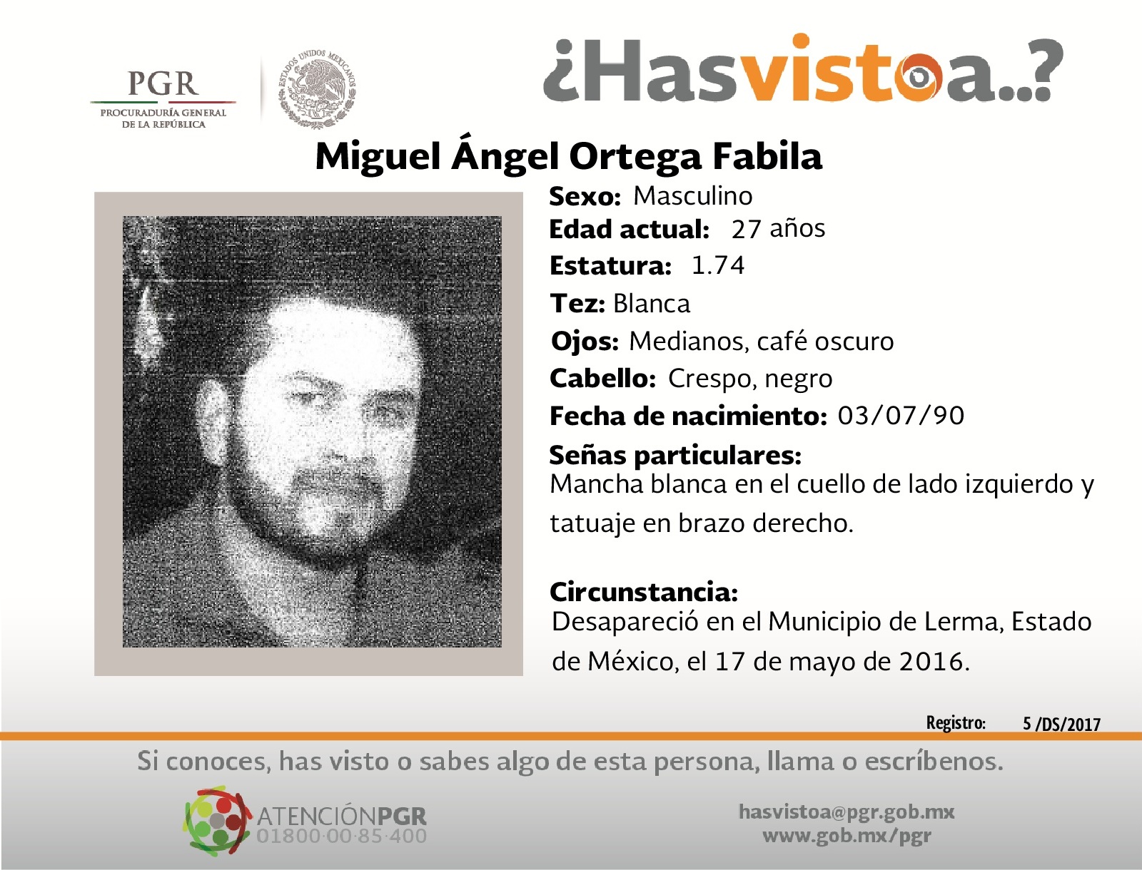 Ayúdanos a localizar a Miguel Ángel Ortega