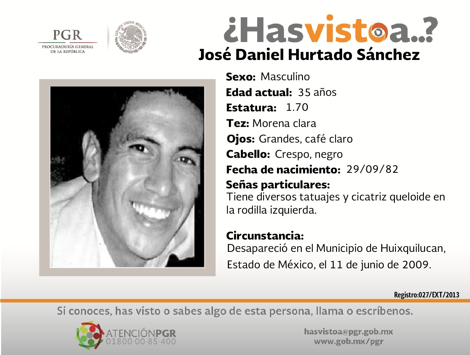 Ayúdanos a localizar a José Daniel Hurtado