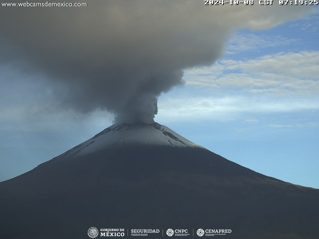 Popocatépetl registra 47 exhalaciones y 765 minutos de tremor