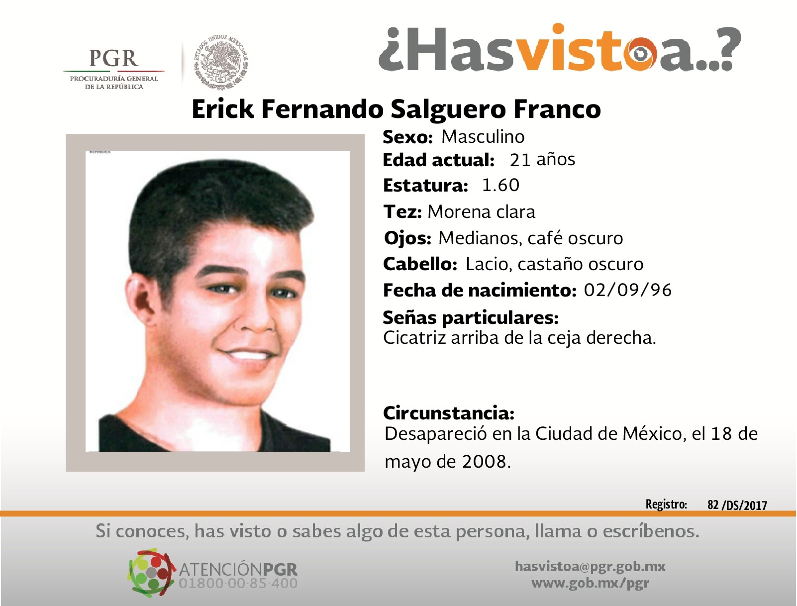 Ayúdanos a localizar a Erick Fernando
