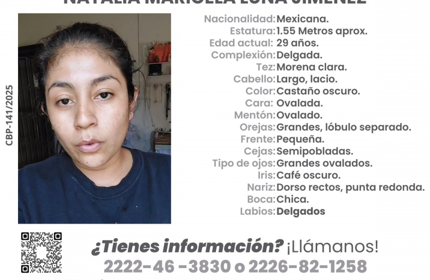 Natalia Maricela de 29 años desapareció en Izúcar de Matamoros