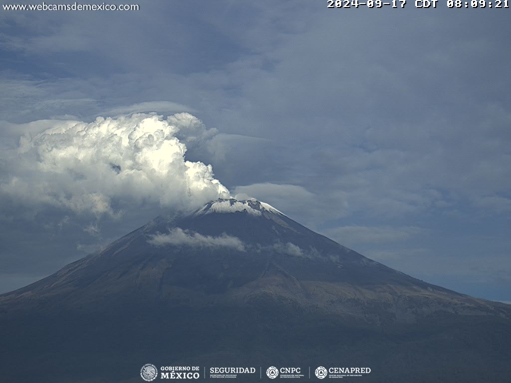 Popocatépetl registra 48 exhalaciones y 160 minutos de tremor