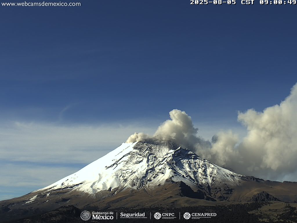 Popocatépetl, muy en calma con 22 exhalaciones en 24 horas