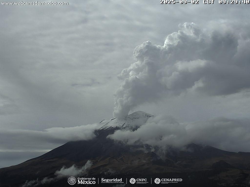 Popocatépetl registra 55 exhalaciones de baja intensidad en 24 horas