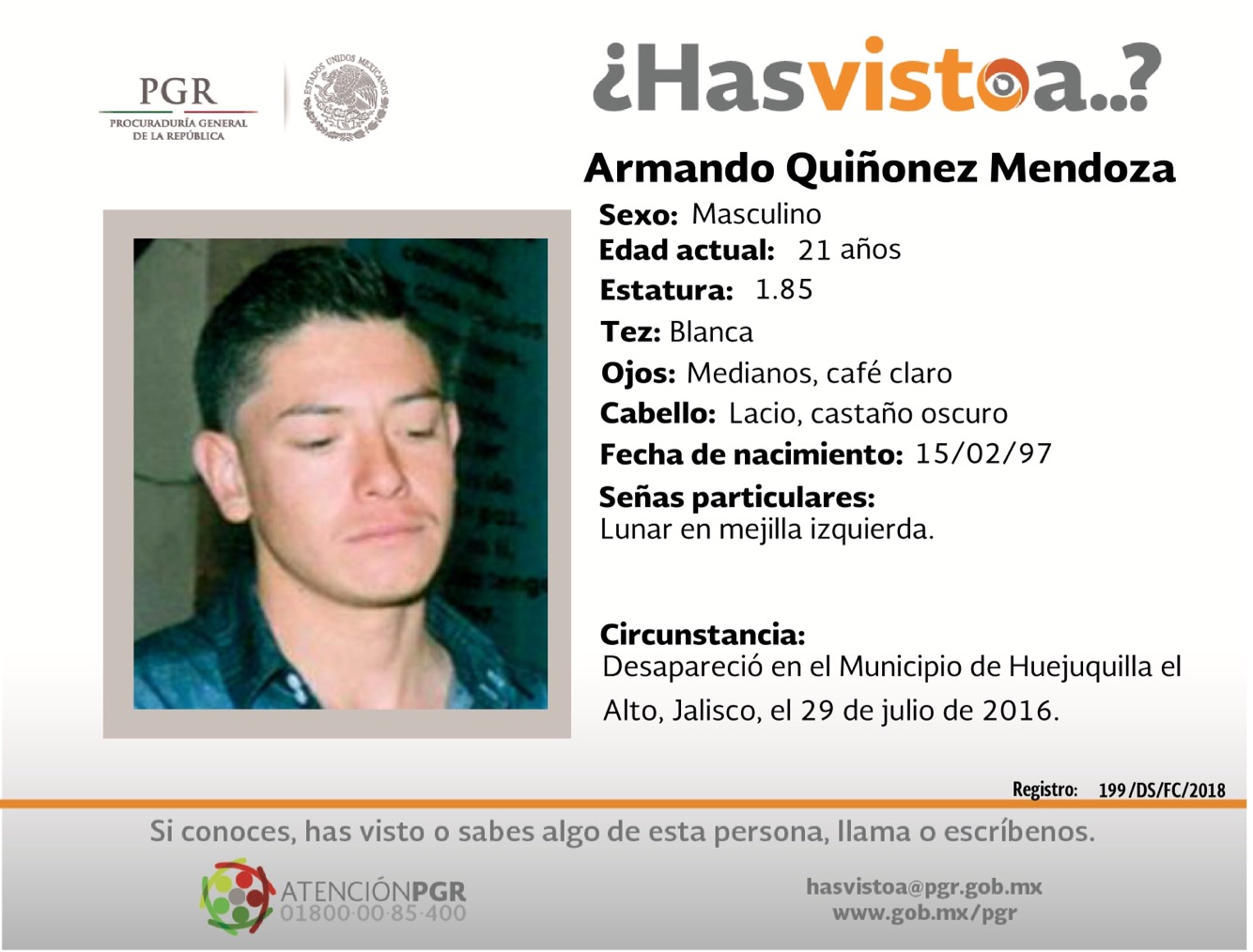 #SeBusca Ayudanos a localizar a Armando Quiñonez 