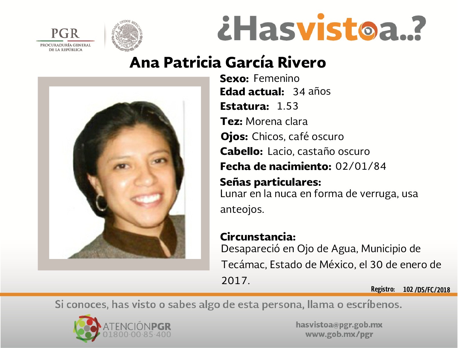 Ayúdanos a localizar a Ana Patricia