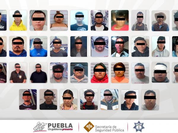 En dos semanas SSP detuvo a 69 personas en Puebla por diferentes delitos