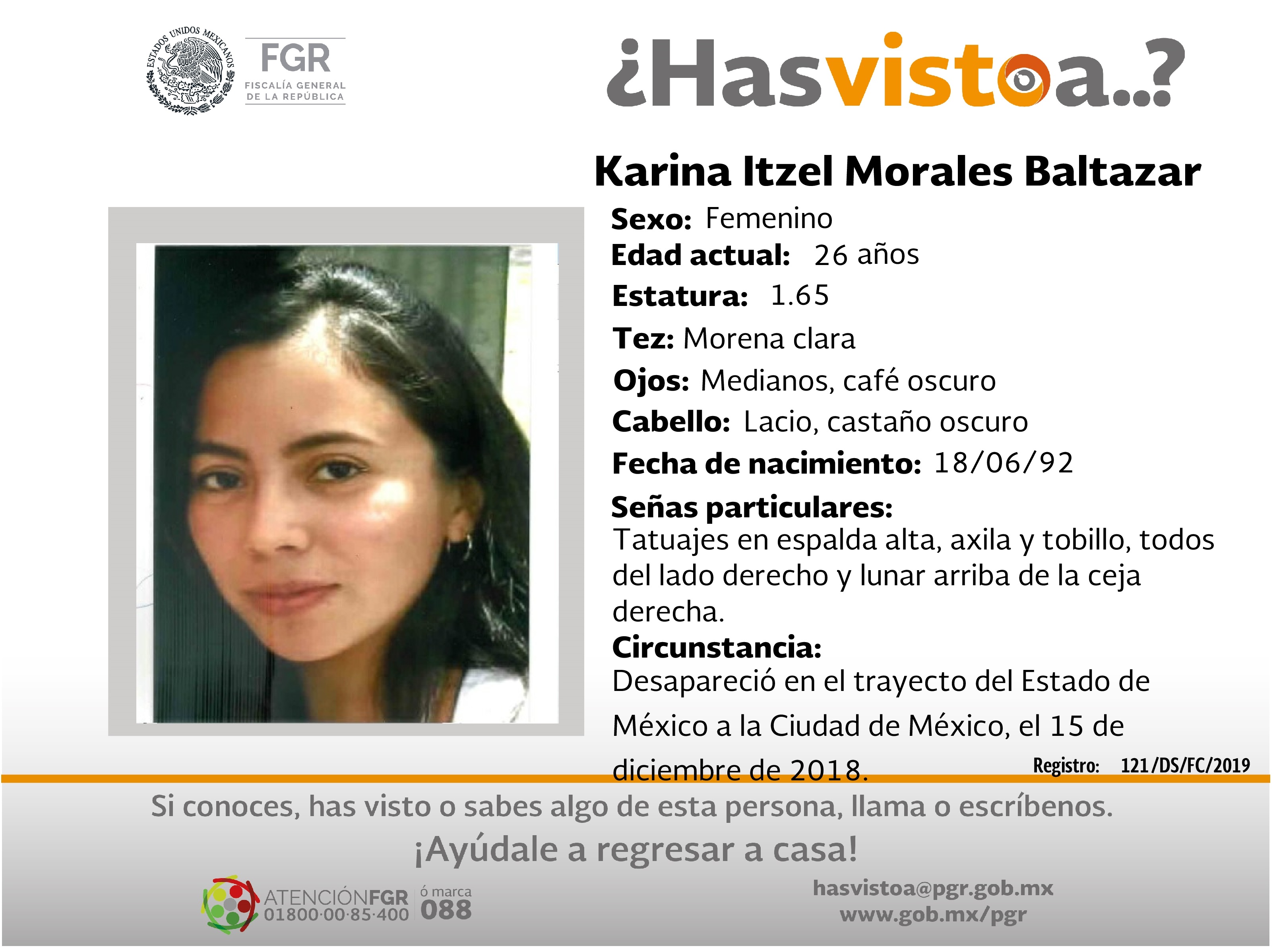 Ayúdanos a localizar a Karina Itzel Morales