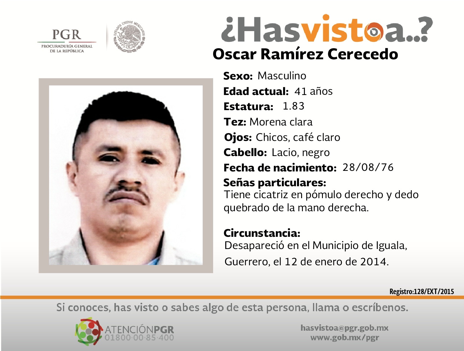 #SeBusca Ayúdanos a localizar a Oscar Ramírez