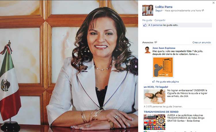 Hackean cuenta de facebook de Dolores Parra Jiménez