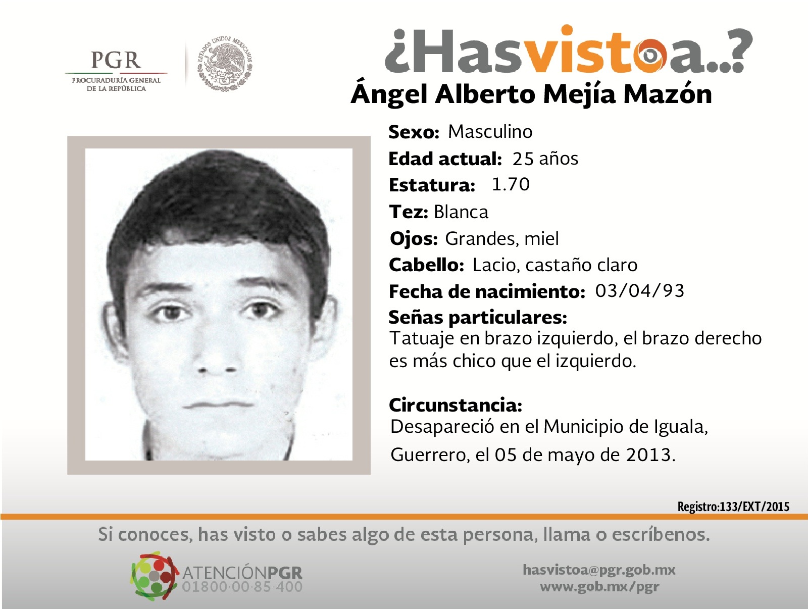 #SeBusca Ayúdanos a localizar a Ángel Alberto Mejía