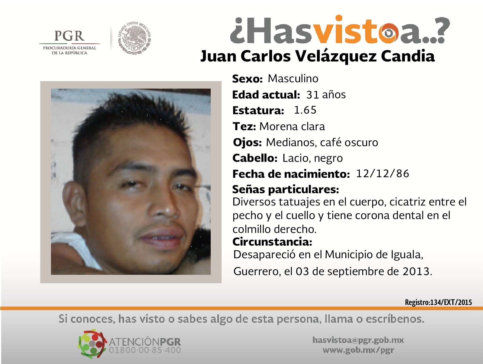 #SeBusca Ayúdanos a localizar a Juan Carlos Velázquez