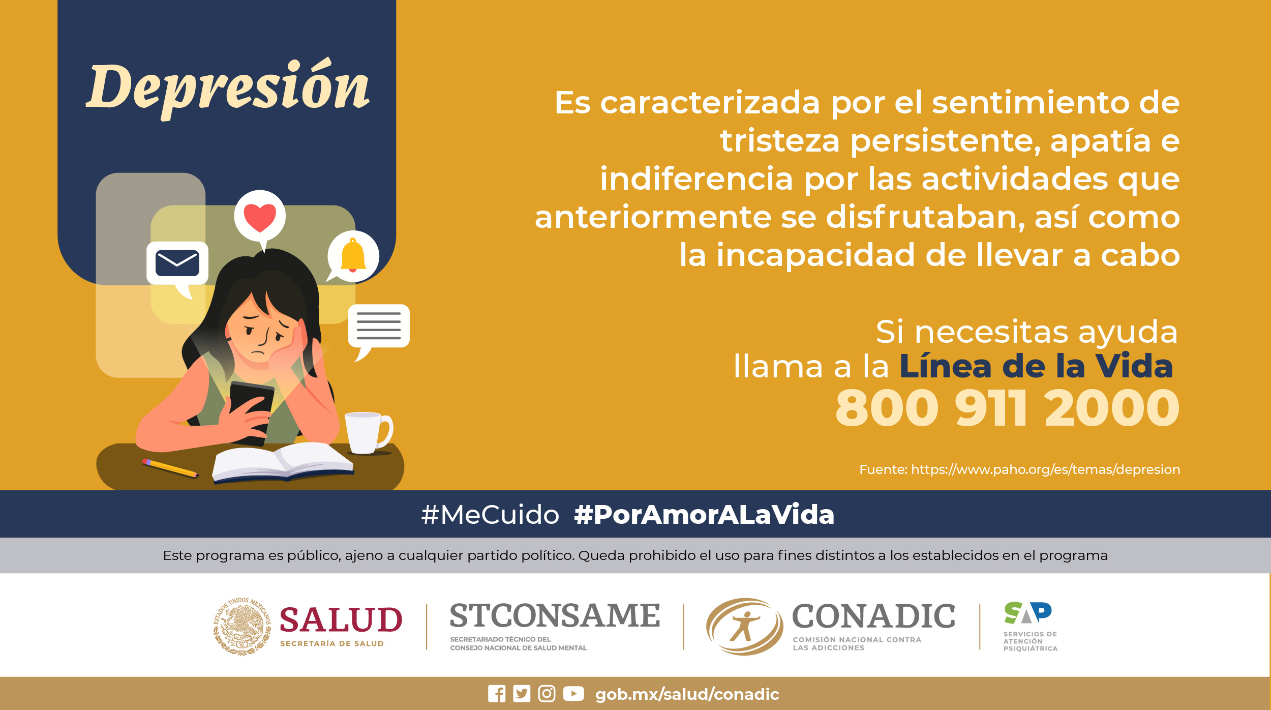 En México, 3.6 millones de personas adultas padecen depresión