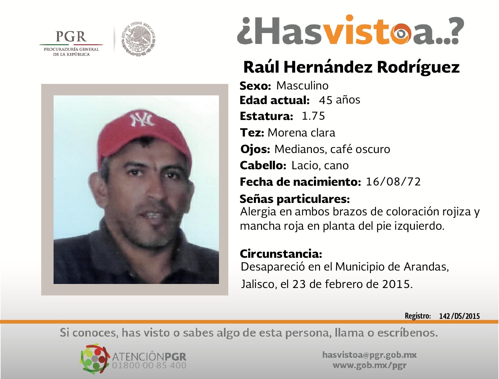 Ayúdanos a localizar a Raúl Hernández