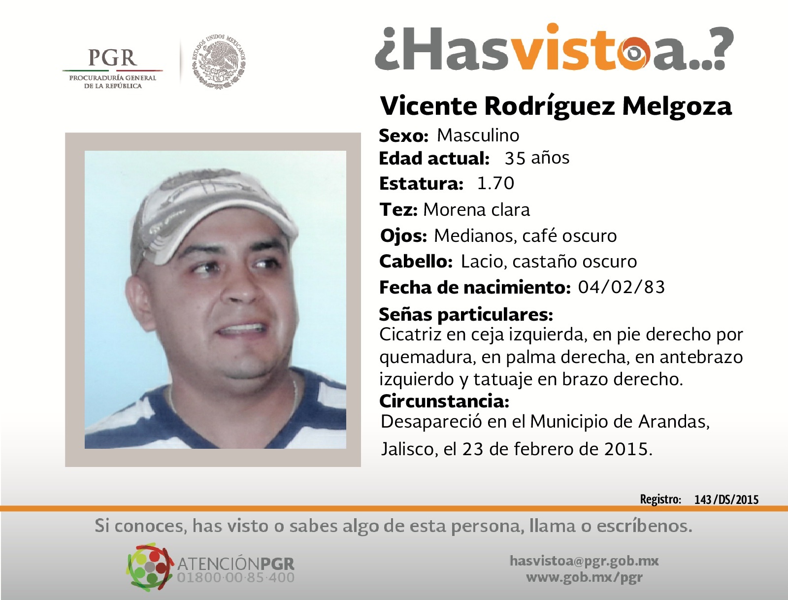 Ayúdanos a localizar a Vicente Rodríguez