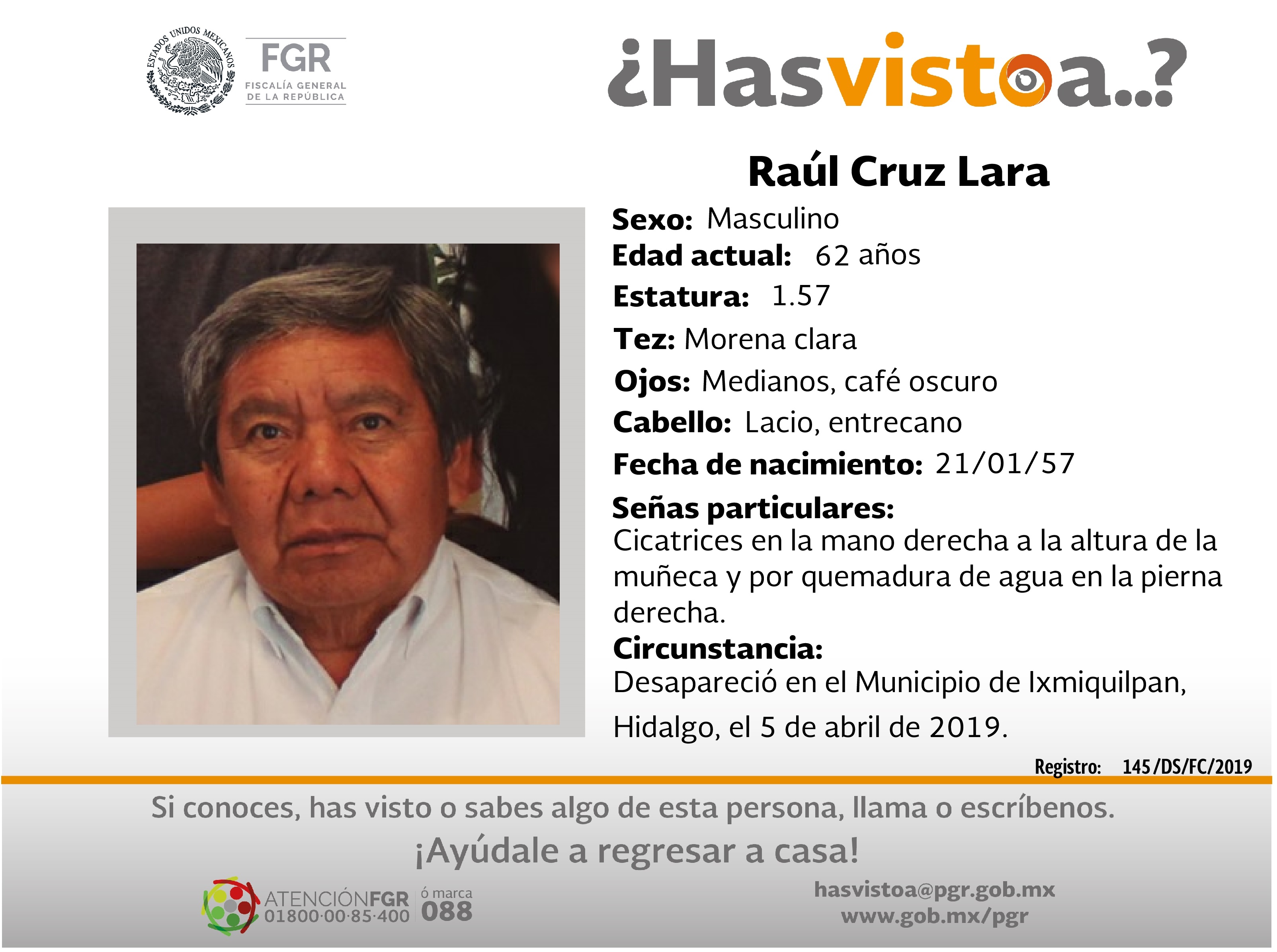 Ayúdanos a localizar a Raúl Cruz