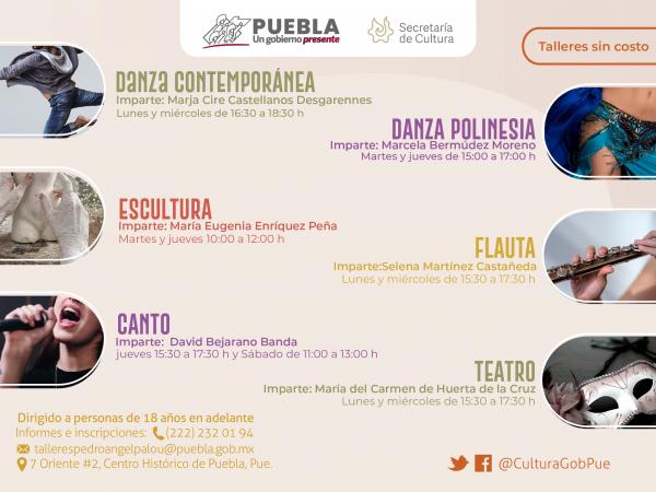 Invitan a talleres artísticos gratuitos para mayores de edad en Puebla