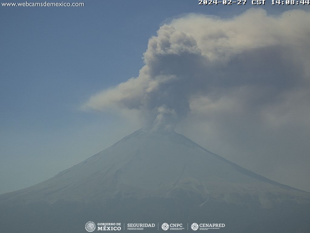 Popocatépetl registra 13 exhalaciones y 1398 minutos de tremor