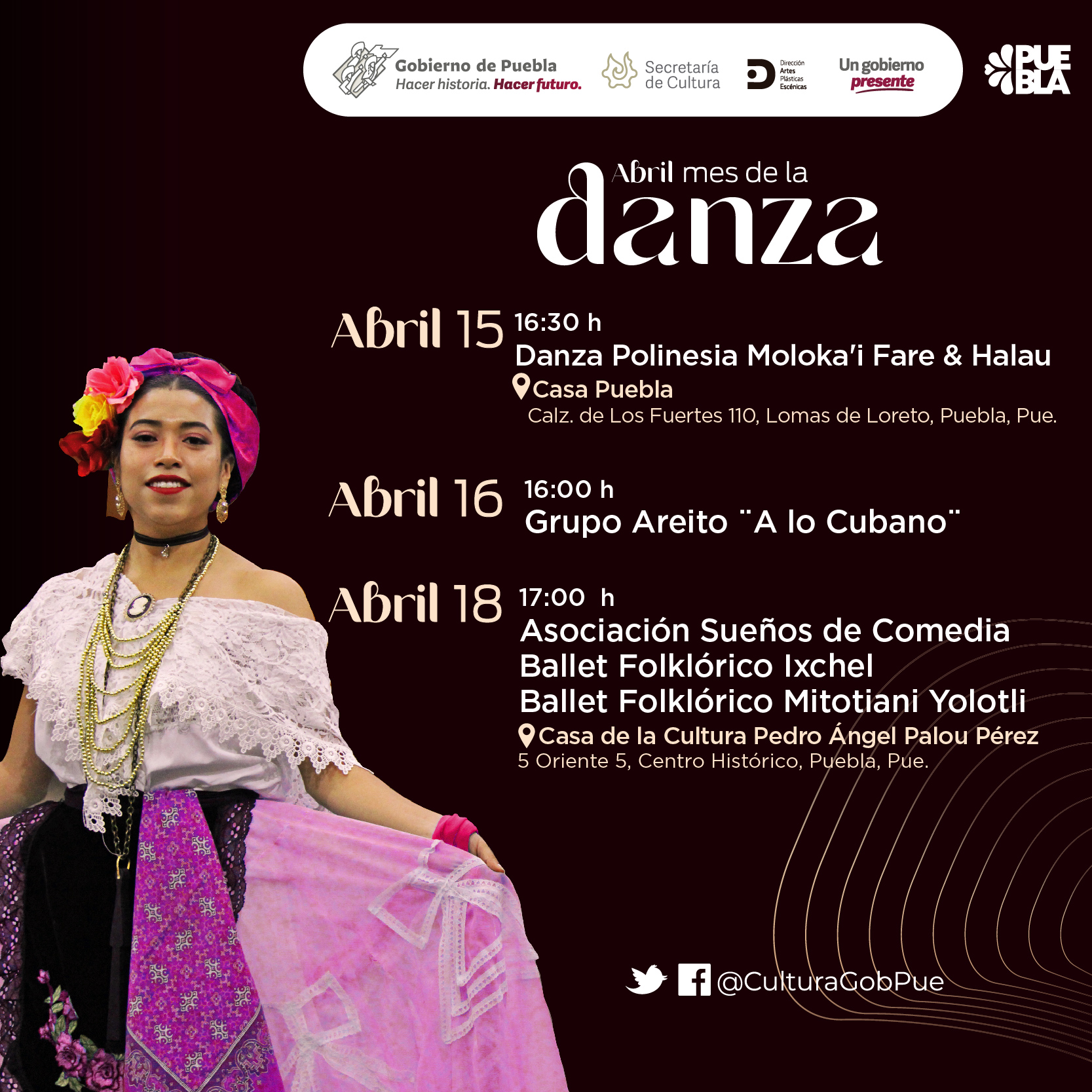 Durante abril, gobierno de Puebla realizará actividades por Día de la Danza