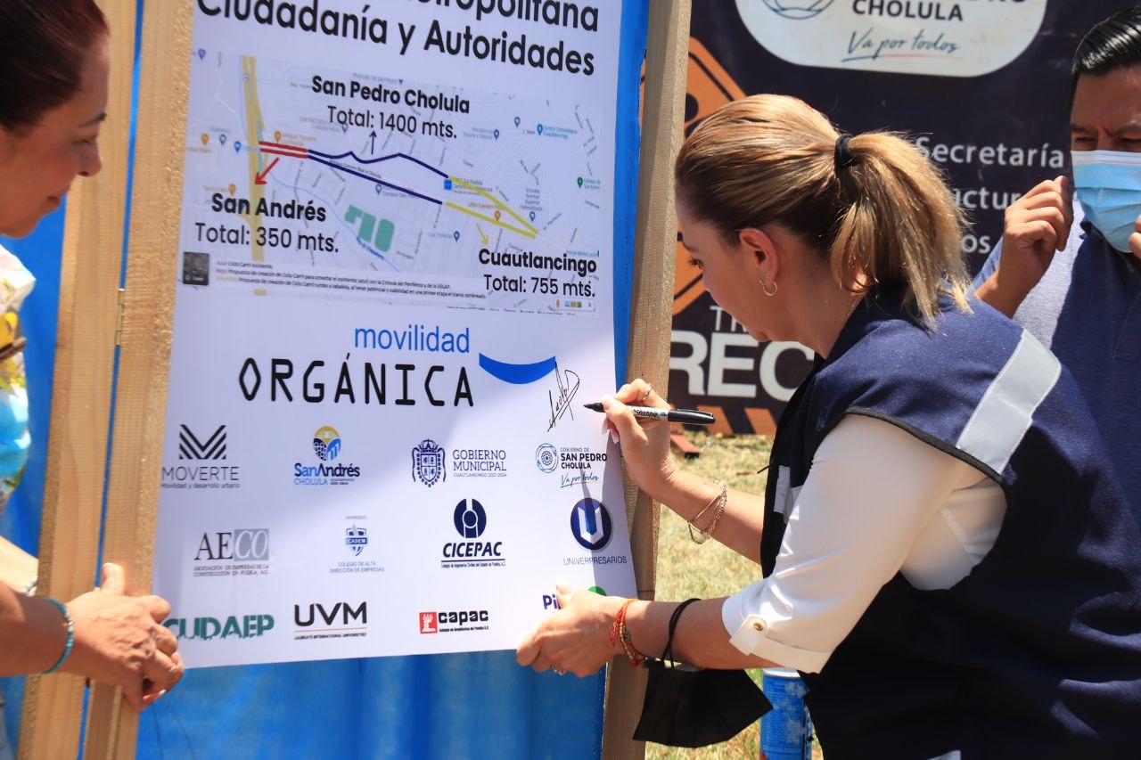 Rehabilitan en San Pedro Cholula 1.4 km de ciclovía