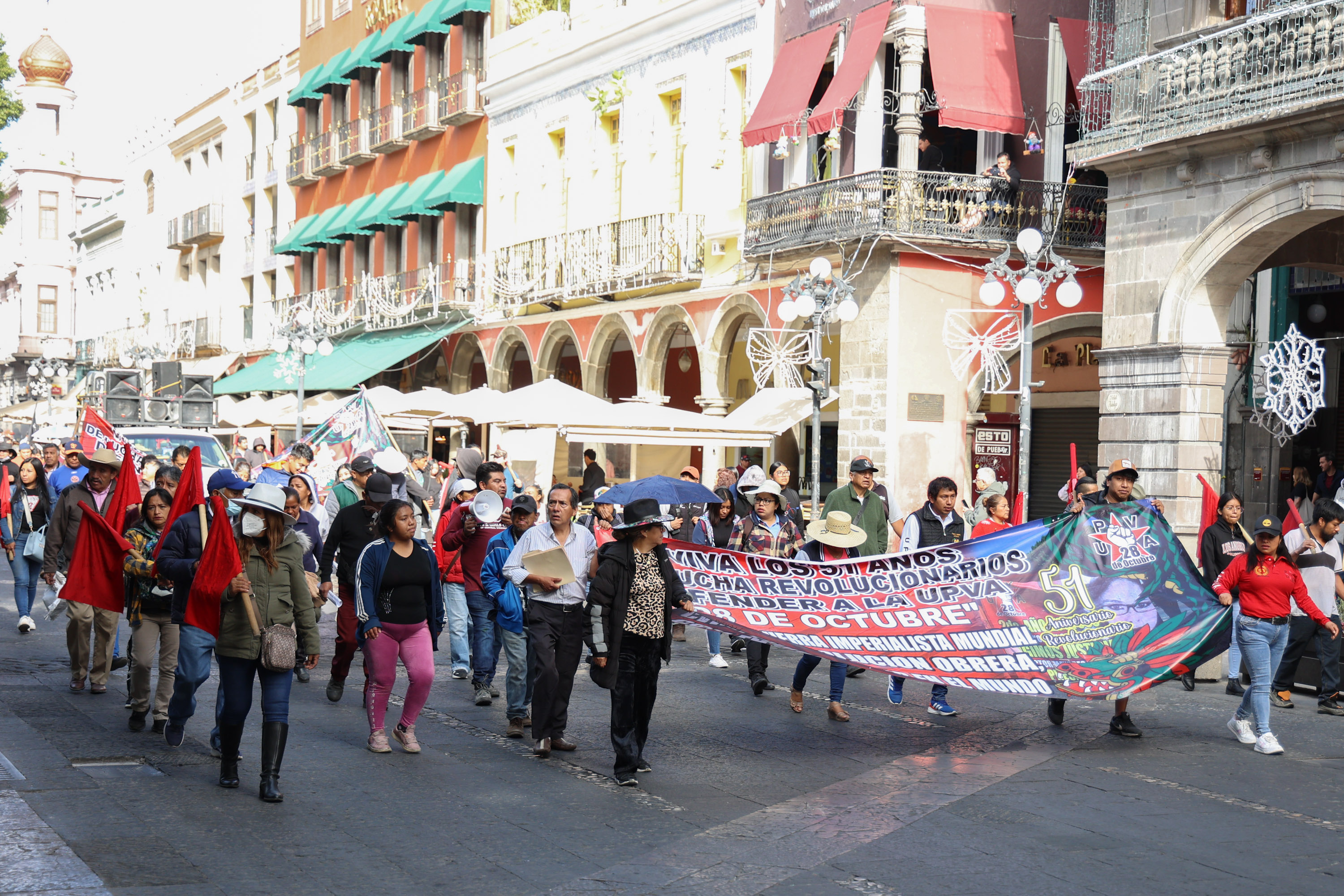 Manifestación de la 28 de Octubre en el Centro Histórico de Puebla