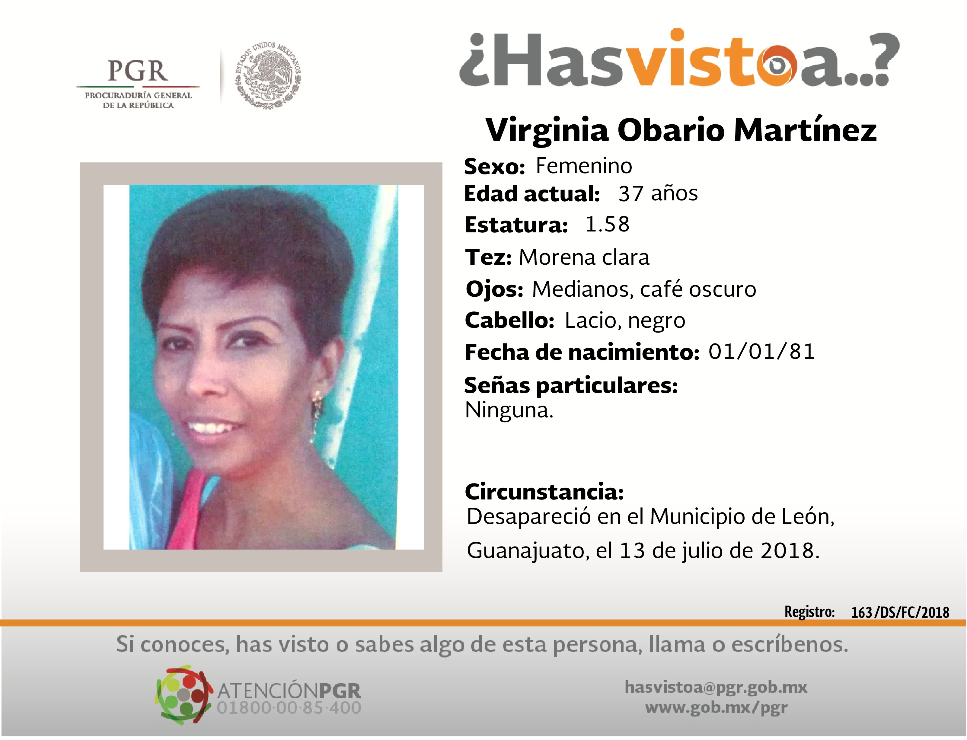 #SeBusca Ayúdanos a localizar a Virginia Obario